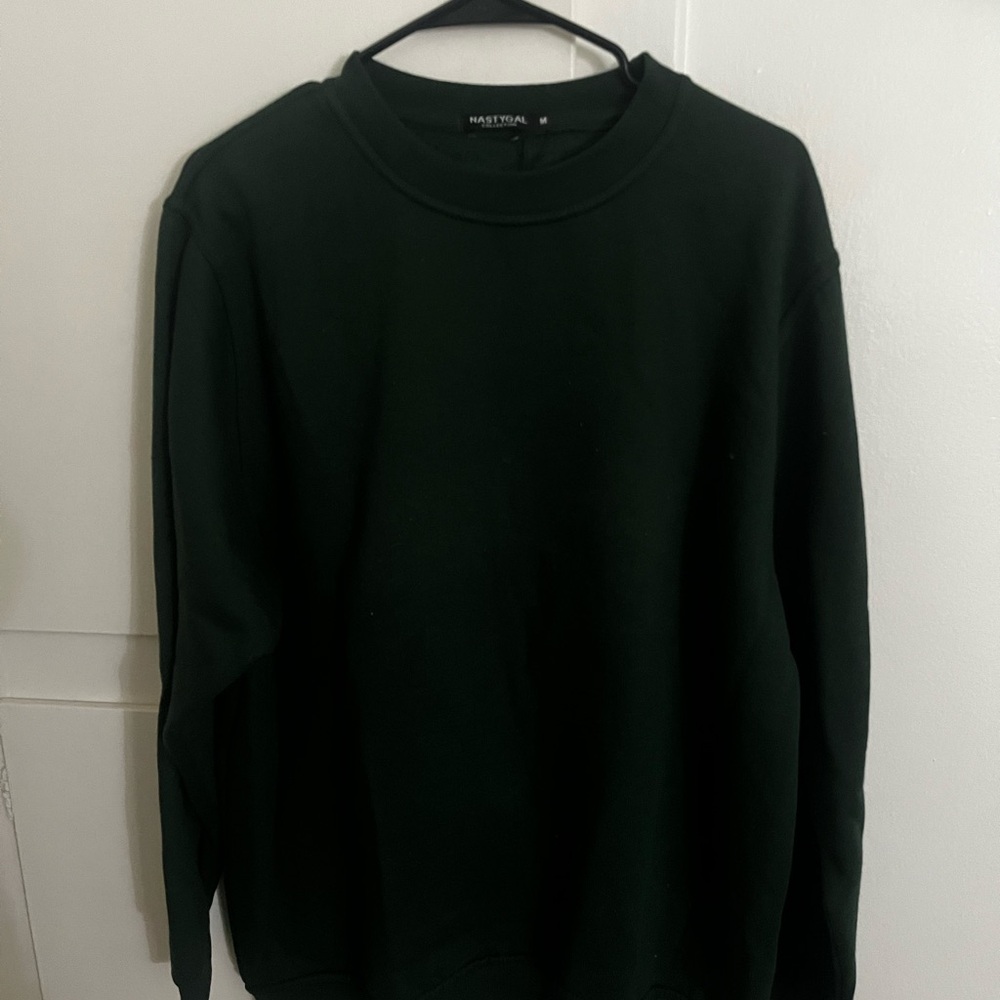 Nasty Gal Oversized Deep Green Crewneck Sweater